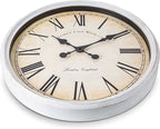 Bernhard Products Large Decorative Wall Clock 20 Inch Silent Non Ticking Battery Operated Quartz Vintage Stylish with Rustic White Rim for Home Living/Dining Room Kitchen & Over Fireplace