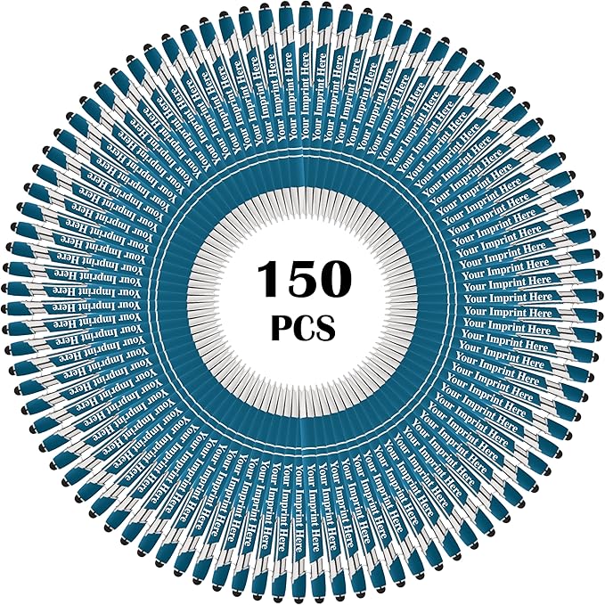 Up to 500 Pcs Custom Pens Bulk | Rainbow of Colors | Soft-Touch Metal Black Ink Personalized with Name or Message (Light Blue, 150 pcs)