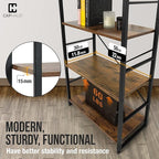 CAPHAUS 4 Tier Bookshelf, 24 Inch Width Free Standing Shelf, Bookcase Shelf Storage Organizer, Industrial Book Shelves for Home Office, Living Room, Kitchen, Rustic Oak Vintage Shelves & Metal Frame