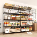 MilleLoom 5-Tier Storage Shelves, 60"W Metal Shelving Unit Heavy Duty Adjustable Garage Corner Wire Rack, H-Shaped/L-shaped Shelf for Kitchens, Pantry Rooms, Basement Storage,13.8"D x 60"W x 70.5"H