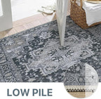 GENIMO 2x5 Runner Rugs for Hallway, Machine Washable Non Slip Vintage Rugs, Low Pile Lightweight Soft Print Rug for enrtyway, Corridor, Home Office, Kitchen,Dark Gray