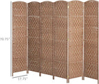 HOMCOM Room Divider, 6 Panel Folding Privacy Screen, 6FT Tall Portable Wicker Weave Partition Wall Divider for Bedroom, Home Office, Natural