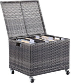 BIRDROCK HOME Rolling File Box - Storage Cabinet with Wheels - Weatherproof Rattan-Style Resin Deck Chest for Garden, Home and Office - Organize Cushions, Toys, and Accessories - Storage Box - Grey