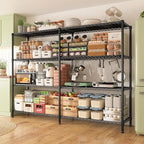 REIBII 61.7''W Storage Shelves Load 1220LBS Wire Shelving Unit 4 Tier Metal Shelving for Storage Rack Shelves Heavy Duty Garage Shelf Pantry Shelves Kitchen Shelving, 61.7" W*62.9" H*15.8" D, Black