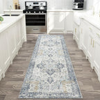 GENIMO Runner Rug 2x6, Machine Washable Runners, Non Slip Vintage Hallway Runner Rugs, Low Pile Lightweight Mat for Entryway, Hallway, Kitchen and Corridor, Blue