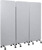 VIVO Freestanding 72 x 66 inch Privacy Panel, Mobile Cubicle Divider, x3 24 inch Wall Partitions, Gray, PP-3-T072G-M