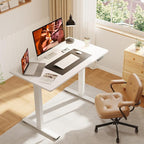 FitStand Adjustable Stand Up Desk with Memory Preset, Standing Desks 40 x 24 Inch Electric Home Office Desk Computer Workstation, Splice White Top + White Frame