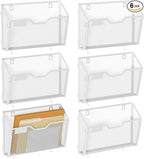 YINGHUA 6 Pack Mesh File Holders Wall Mounted - Durable Metal Hanging Organizer with Hooks - 12.6 Inch Vertical Wall Baskets for Mail Papers Office Home and School Storage - White