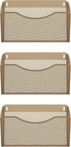 EasyPAG Single Pocket Wall File Organizer, Mesh Hanging File Folder Organizer for Letter/A4 Size Folders, Wall Mounted Vertical Mail Holder for Paperwork, Office, Home, School, Gold