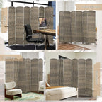HOMCOM 6 Panel Room Divider, 6' Tall Folding Privacy Screen, Hand-Woven Freestanding Wall Partition for Home Office, Bedroom, Dark Rustic Oak