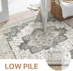 GENIMO 2'6"x6 Runner Rugs for Hallway, Machine Washable Non Slip Vintage Rugs, Low Pile Lightweight Soft Print Rug for enrtyway, Corridor, Home Office, Kitchen, Heathered Grey
