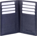 Slim Leather Credit Card Holder for Men & Women 8cc, Italian Calfskin (Pebbled Blue)