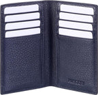 Slim Leather Credit Card Holder for Men & Women 8cc, Italian Calfskin (Pebbled Blue)