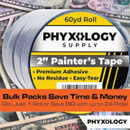 No-Residue 2 Inch, 60 Yard Blue Painters Tape 2 Pk. Easy-Tear, Pro-Grade Removable Masking Tape Great for Home, Office, Commercial Contractor. Clean, Drip-Free Painting with Wide Crepe Paper Rolls