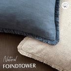Foindtower Set of 2 Decorative Linen Fringe Throw Pillow Covers Cozy Farmhouse Cushion Cover with Tassels Accent Pillowcase for Couch Chair Sofa Bed Living Room Home Decor,20×20 Inch,Dark Blue