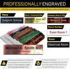 Engraved Door Signs for Office Personalized Orange Plastic Door Plaque Black Letters - Made in USA 2x6 B11