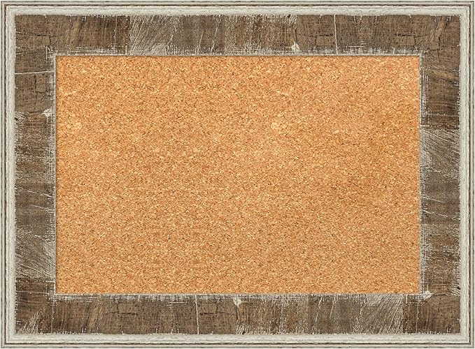 Amanti Art Natural Cork Board for Wall, 17x23 Vision Board with Brown Wood Frame, Small Corkboard Office Decor for Home Organization, Country Rustic Corkboard Pinboard to Display Items for Home