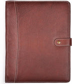 Leather Village Leather Portfolio Organizer - Professional Business Padfolio for Men & Women - Stylish Document Card Holder, Resume Folder, Folio for A4/Letter Size Writing Legal Pad, Red