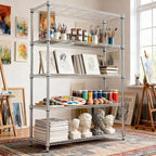 M MZG 5 Tiers Shelf 1750 lbs Steel Storage Shelving Utility Shelving Unit Steel Organizer Wire Rack for Home,Kitchen,Office,Garage Chrome 17.7" D x 47.2" W x 72.4" H