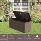 Yardgrace 180 Pro Gallon Deck Box,Outdoor Storage Box Lockable,Waterproof for Patio Furniture, Garden Tools, Pool Accessories, Package Delivery Boxes For Outside, Brown