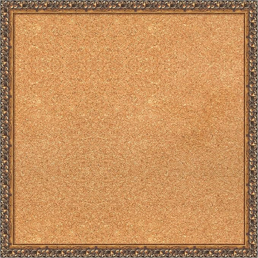 Amanti Art Natural Cork Board for Wall, 22x22 Vision Board with Bronze Frame, Medium Corkboard Office Decor for Home Organization, Traditional Corkboard Pinboard to Display Items for Home