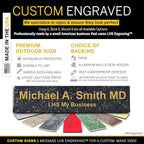 Engraved Custom Door Plate Charcoal Marble Pattern Plastic Office Door Sign with Gold Letters - Made in USA 2x6 S6