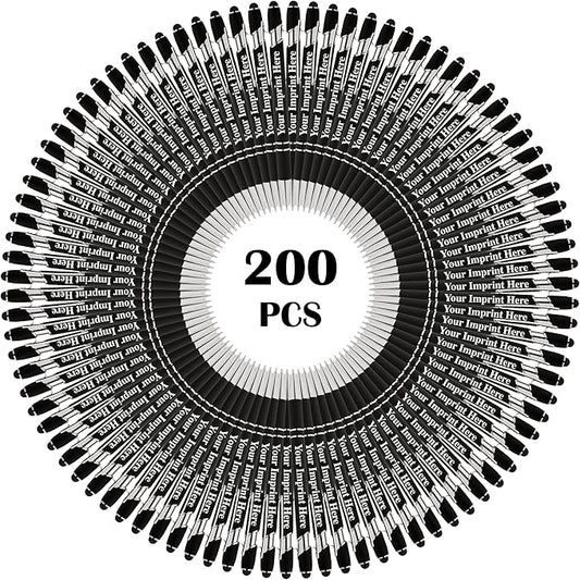 Up to 500 Pcs Custom Pens Bulk | Rainbow of Colors | Soft-Touch Metal Black Ink Personalized with Name or Message (Black, 200 pcs)