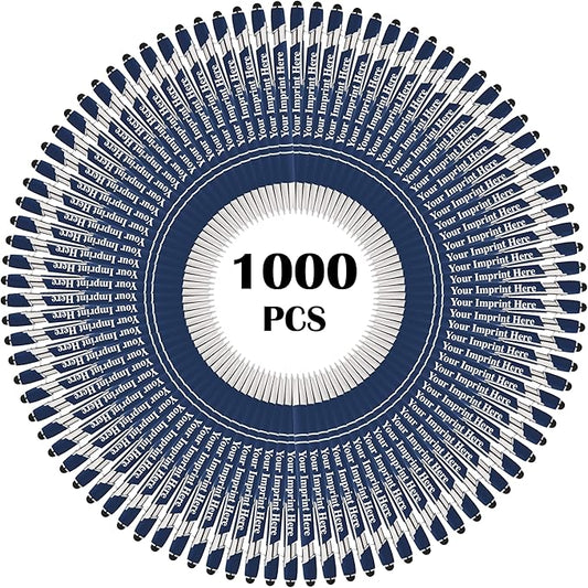 Up to 500 Pcs Custom Pens Bulk | Rainbow of Colors | Soft-Touch Metal Black Ink Personalized with Name or Message (Dark Blue, 1000)