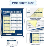 1 Pack of 500 Visitor Badges Registry Log with Carbonless Copy 2-Part Letter Size Visitor Log Book Spiral-Bound Self Visitor Badges Guest Register Book for Business or School (1)