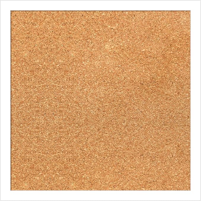 Amanti Art Natural Cork Board for Wall, 15x15 Vision Board with White Frame, Small Corkboard Office Decor for Home Organization, Modern Corkboard Pinboard to Display Items for Home Organization in