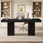 Tribesigns 63-Inch Executive Desk, Modern Office Computer Desk with Heavy Duty Double Pedestal, Large Study Writing Table Business Furniture for Home Office, Black, Set of 2