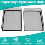 AZFUNN Wire Mesh Letter Trays Paper Tray Desk File Organizer, 2 Pack Stackable Metal Front-Load Documents Tray for Office Supplies File (Lengthways)