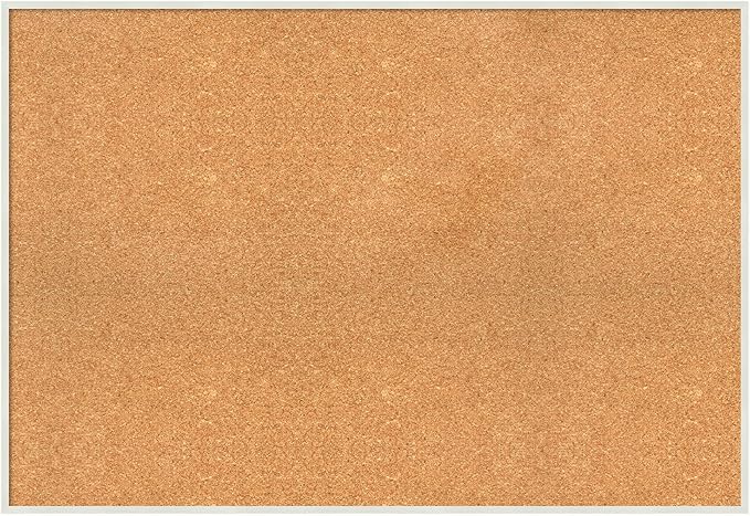 Amanti Art Natural Cork Board for Wall, 27x39 Vision Board with White Frame, Large Corkboard Office Decor for Home Organization, Modern Corkboard Pinboard to Display Items for Home Organization in