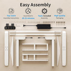 BIZUM Dual Motor Electric Standing Desk Frame with Memory Controller, Computer Memory Desk Adjustable Table Legs Up to 47.2" for Home Office, Glossy White