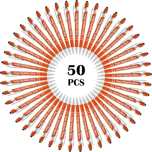 Up to 500 Pcs Custom Pens Bulk | Rainbow of Colors | Soft-Touch Metal Black Ink Personalized with Name or Message (Orange, 50 pcs)