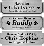 Caramel Sweet Life Personalized Name Plates, Silver Engraved Plaque, Stainless Steel Trophy Plates Engraved, Custom Name Plate with Adhesive Backing or Screws, 3" W x 1" H