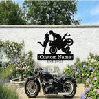 Custom Motorcycle Couple Metal Signs Personalized Biker Couple Name Sign Custom Garage Decor Motorbikes Wall Art Decor Motorcycle Sign Wedding Valentine's Day Gift for Couples