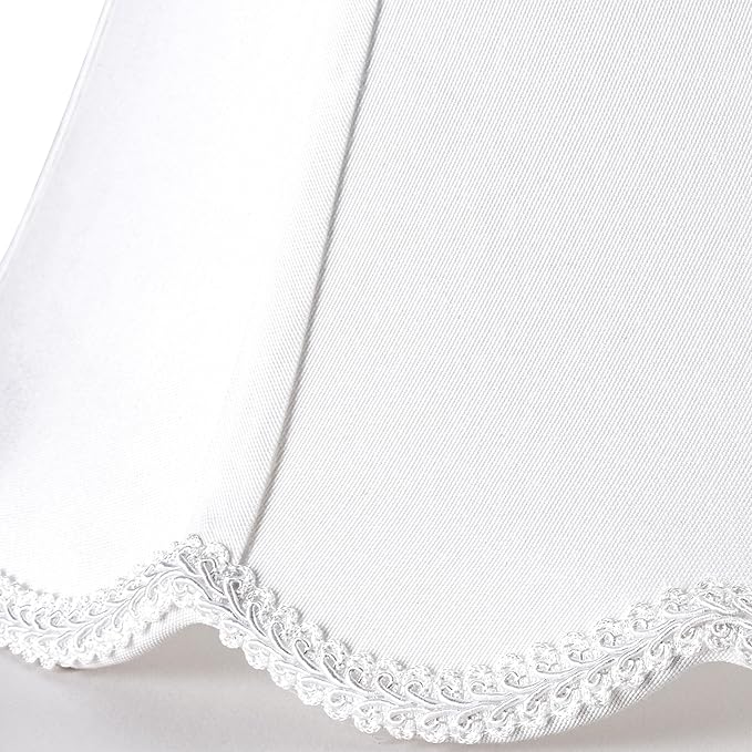 GO&SO Off White Bell Lamp Shade Medium, Scalloped Lampshade Braids with Petal Edges for Table Lamp,Floor Lamps Replacement, 6×13×9.8 Inch Spider Easy Assembly Modern Art Deco Lampshades for Bedroom