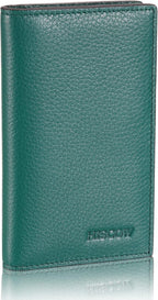 Slim Leather Credit Card Holder for Men & Women 8cc, Italian Calfskin (Pebbled Green)