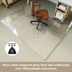 Koonmi Tempered Glass Chair Mat for Hardwood Floors & Carpets, 40" x 60“ Transparent Heavy Duty Office Floor Protector with Noise-Free Gliding Shatterproof for Home Office Desk