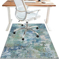 Office Chair Mat for Hardwood Tile Floor, Abstract 36"X 48" Desk Mats for Office Chair on Rolling Chairs Carpet, Desk Anti-Slip 1/5" Thick Rug for Computer Chair, Thin Low-Pile Floor Mat, Blue Green