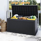 Yardgrace 320 Gallon Outdoor Storage Box Waterproof, Resin Deck Boxes with Lockable Lid & UV-Resistant for Patio, Pool, Garden Furniture Cushions & Accessories, Black