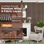 Avana Acoustic Wood Wall Panels – 94.4 X 12.6 Inch Walnut Acoustic Panels 2 PCs – Wall Panels For Interior Wall Decor For Homes, Offices, Studios – Sturdy And Durable Wood Panels For Wall