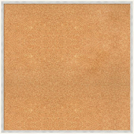 Amanti Art Natural Cork Board for Wall, 29x29 Vision Board with White Frame, Large Corkboard Office Decor for Home Organization, Modern Corkboard Pinboard to Display Items for Home Organization in