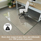 Koonmi Tempered Glass Chair Mat for Hardwood Floors & Carpets, 40" x 80“ Transparent Heavy Duty Office Floor Protector with Noise-Free Gliding Shatterproof for Home Office Desk