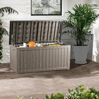 Yardgrace 270 Gallon Heavy Duty Outdoor Storage Box - Extra Large Package Protection for Outside Deliveries, Patio Storage Bench & Resin Deck Chest with Lock, UV-Resistant, Slate Grey