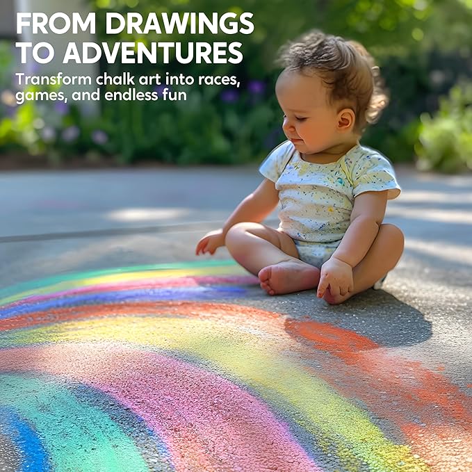 JOYIN 6 PCS Jumbo Sidewalk Chalk with 6 Colors, Washable Sidewalk Chalk for Kids, Non-Toxic Art Supplies, Outdoor Games, Playground Accessories