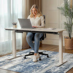 Office Chair Mat for Hardwood Tile Floor, Abstract 48"X 60" Desk Mats for Office Chair on Rolling Chairs Carpet, Desk Anti-Slip 1/5" Thick Rug for Computer Chair, Thin Low-Pile Floor Mat, Navy Beige