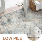 GENIMO Washable Area Rugs for Living Room, 8x10 Modern Non Slip Rugs, Low Pile Lightweight Soft Print Rug for Bedroom, Dining Room, Home Office, Washed Light Blue