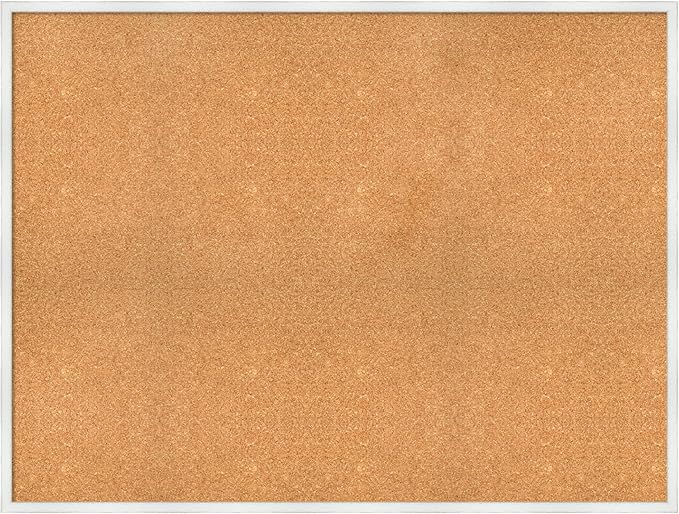 Amanti Art Natural Cork Board for Wall, 37x49 Vision Board with White Frame, Oversize Corkboard Office Decor for Home Organization, Country Rustic Corkboard Pinboard to Display Items for Home